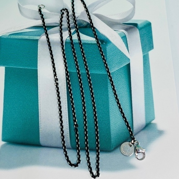 Tiffany & Co. 18” Black Enamel Coated Sparkle Chain Necklace Box Sold out - Picture 1 of 9